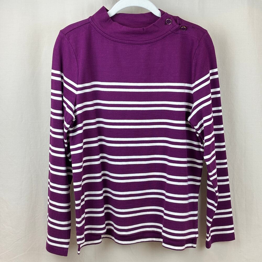 Talbots Petite Medium Button Detail Mockneck Top … - image 1